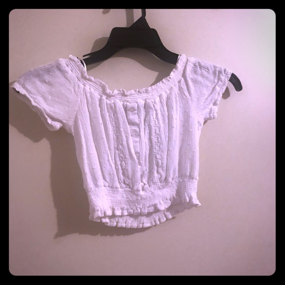 White off shoulder crop top
